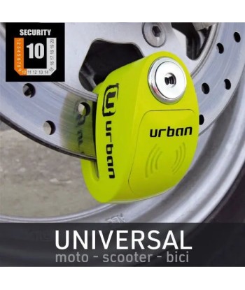 Bloque Disque Moto avec Alarme - Urban 6 mm Jaune Fluo Economisez 