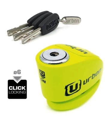 Bloque Disque Moto avec Alarme - Urban 6 mm Jaune Fluo Economisez 