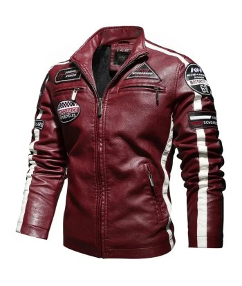 Blouson style cafe Racer cuir vintage rouge - Speed RACE En savoir plus