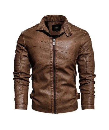 Veste cuir camel vintage ouvre sa boutique