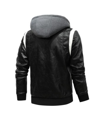 Veste en cuir avec capuche noir prix pour 