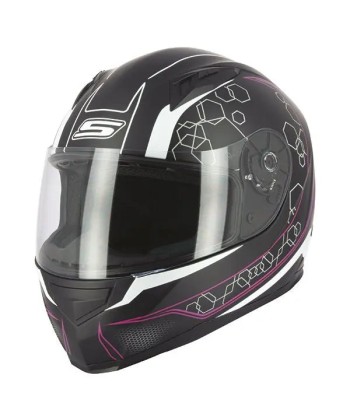 Casque Moto Intégral femme- S448 Noir et Rose outlet