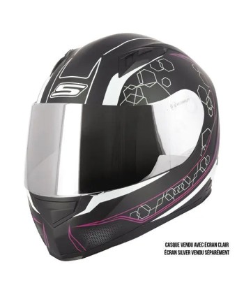 Casque Moto Intégral femme- S448 Noir et Rose outlet