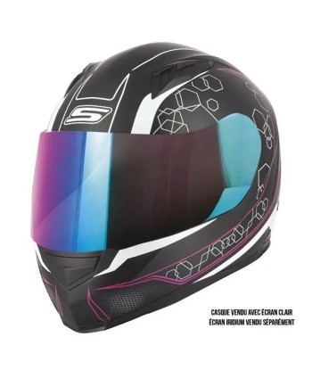 Casque Moto Intégral femme- S448 Noir et Rose outlet