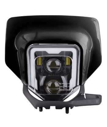 Projecteur LED moto + plaque Enduro Offroad  noir les ctes