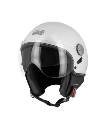 Casque jet moto blanc la colonne vertébrale