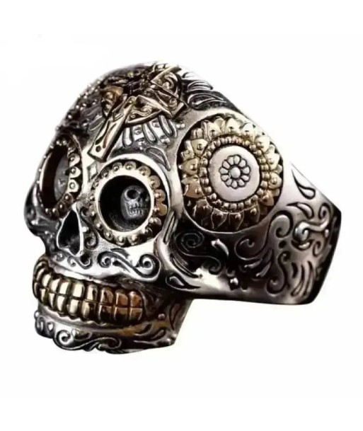 Bague motard - Crâne mexicain les muscles