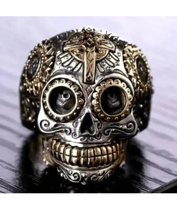 Bague motard - Crâne mexicain les muscles