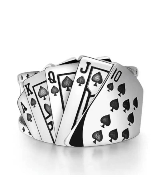 Bague motard quinte flush (Argent) Livraison rapide