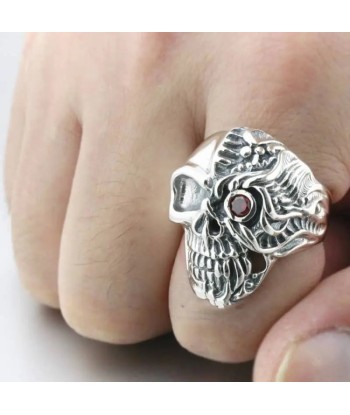 Bague motard œil de verre (Argent) Véritable concentré