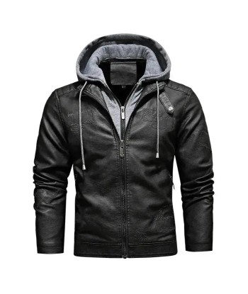 Veste cuir capuche homme - KINGS Noir l'achat 