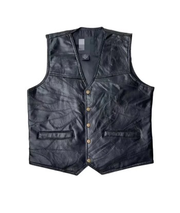 Gilet cuir noir biker rembourrage situé sous