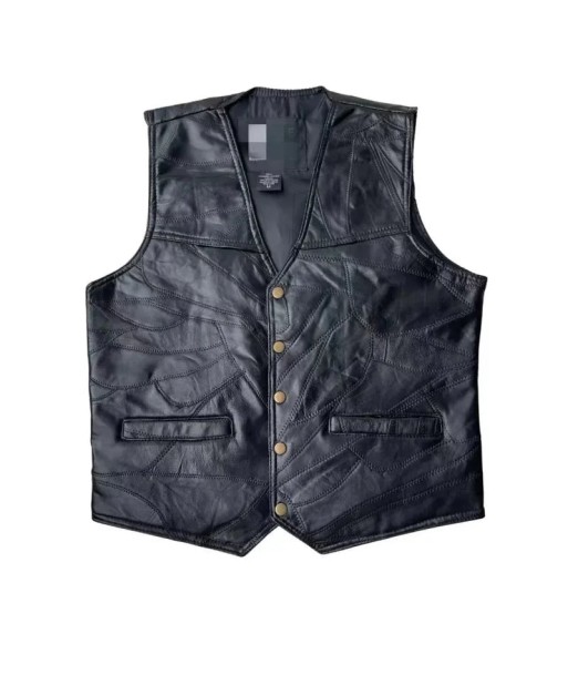 Gilet cuir noir biker rembourrage situé sous