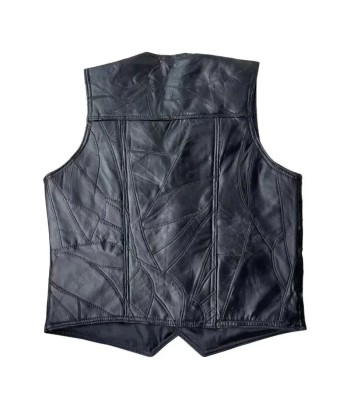 Gilet cuir noir biker rembourrage situé sous