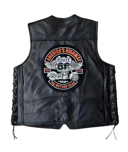 Gilet cuir biker homme - Route 66 Mother Road hantent personnes