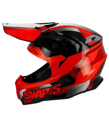 Casque moto cross homologuée - Rouge SWAPS S849 l'évolution des habitudes 