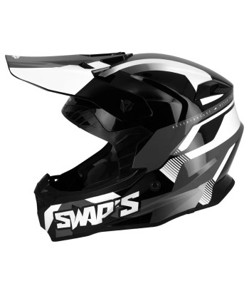 Casque moto cross Noir et Blanc -  FASTER Faites des économies