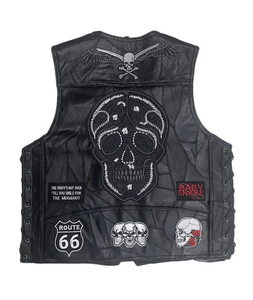 Gilet Cuir Biker Skull Calaveras Dans la société mordern