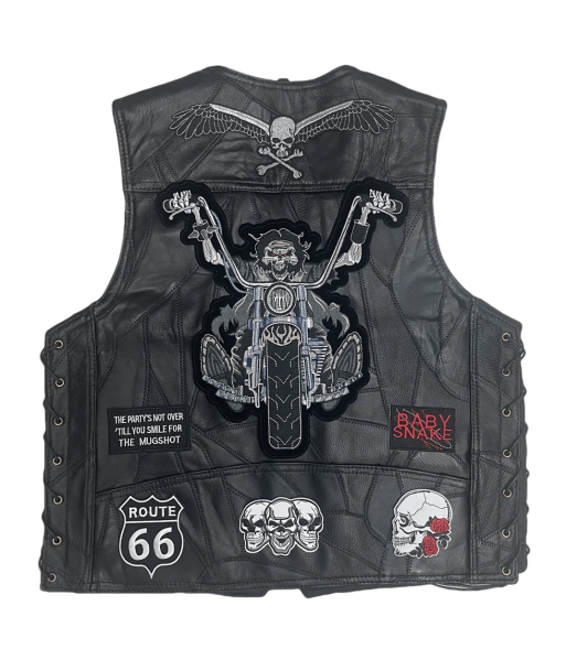 Gilet cuir biker a lacet - Skull Rider 50% de réduction en Octobre 2024