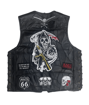 Gilet cuir biker style sons of anarchy Comparez plus de prix