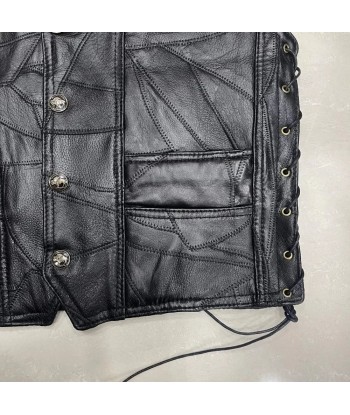 Gilet cuir biker noir - La mort avant le déshonneur une grave pollution 