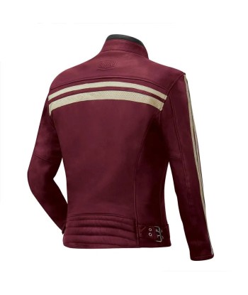 Blouson moto femme vintage | Gasoline™-Cuir Rouge le concept de la Pate a emporter 