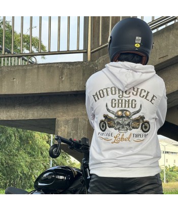 Sweat motard blanc a capuche  | Loung Biker Le MVP de beaucoup