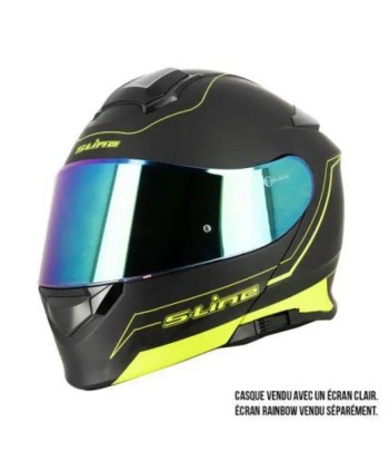 Casque Modulable Double écran Noir / jaune FLUO | SLine550 brillant des détails fins