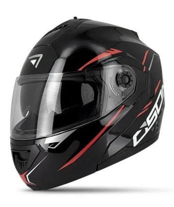 Casque moto modulable - Noir/ rouge S520 en stock