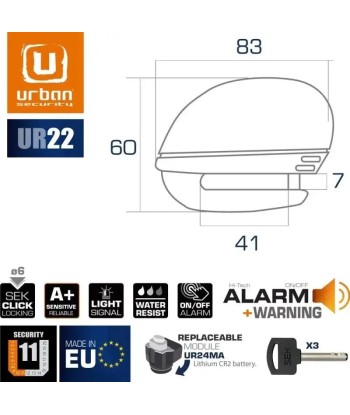 Bloque Disque ø6 mm avec ALARME et AVERTISSEUR métal brossé store