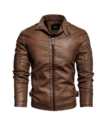 Blouson cuir vintage homme - Marron paiement sécurisé