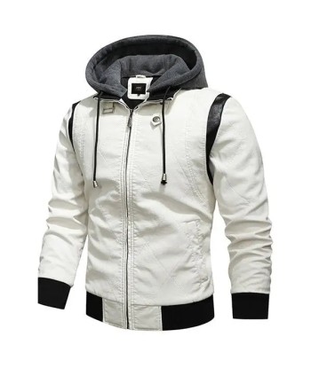 Veste en cuir blanc homme soldes