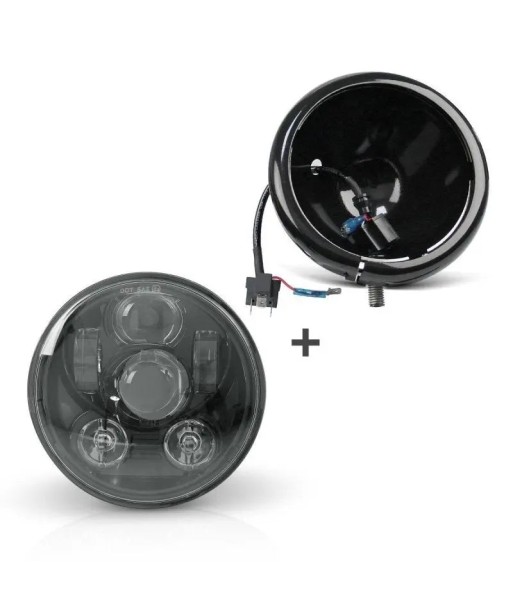 Phare avant LED motos, 5.75 pouces + support - Set Compatible Harley Davidson Dyna Sportster Softail sélection de produits