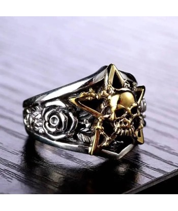 Bague motard étoile dorée (Argent) vente chaude votre 