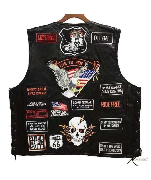 Gilet cuir biker MC chez Cornerstreet bien 